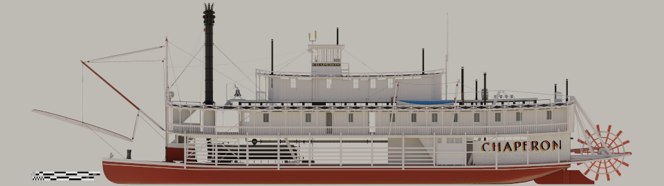 Green River Steamboat Chaperon: Orthographic port view - Rendering by Jens Mittelbach, CC BY 4.0